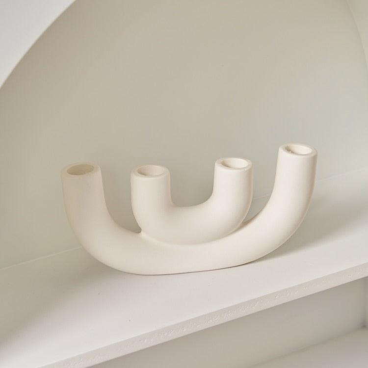 Bougeoir en Céramique - Support Décoratif Sculptural pour Tables, Étagères et Espaces Intérieurs