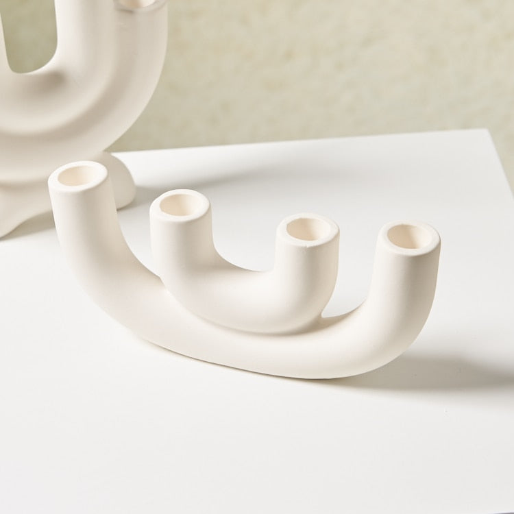 Bougeoir en Céramique - Support Décoratif Sculptural pour Tables, Étagères et Espaces Intérieurs