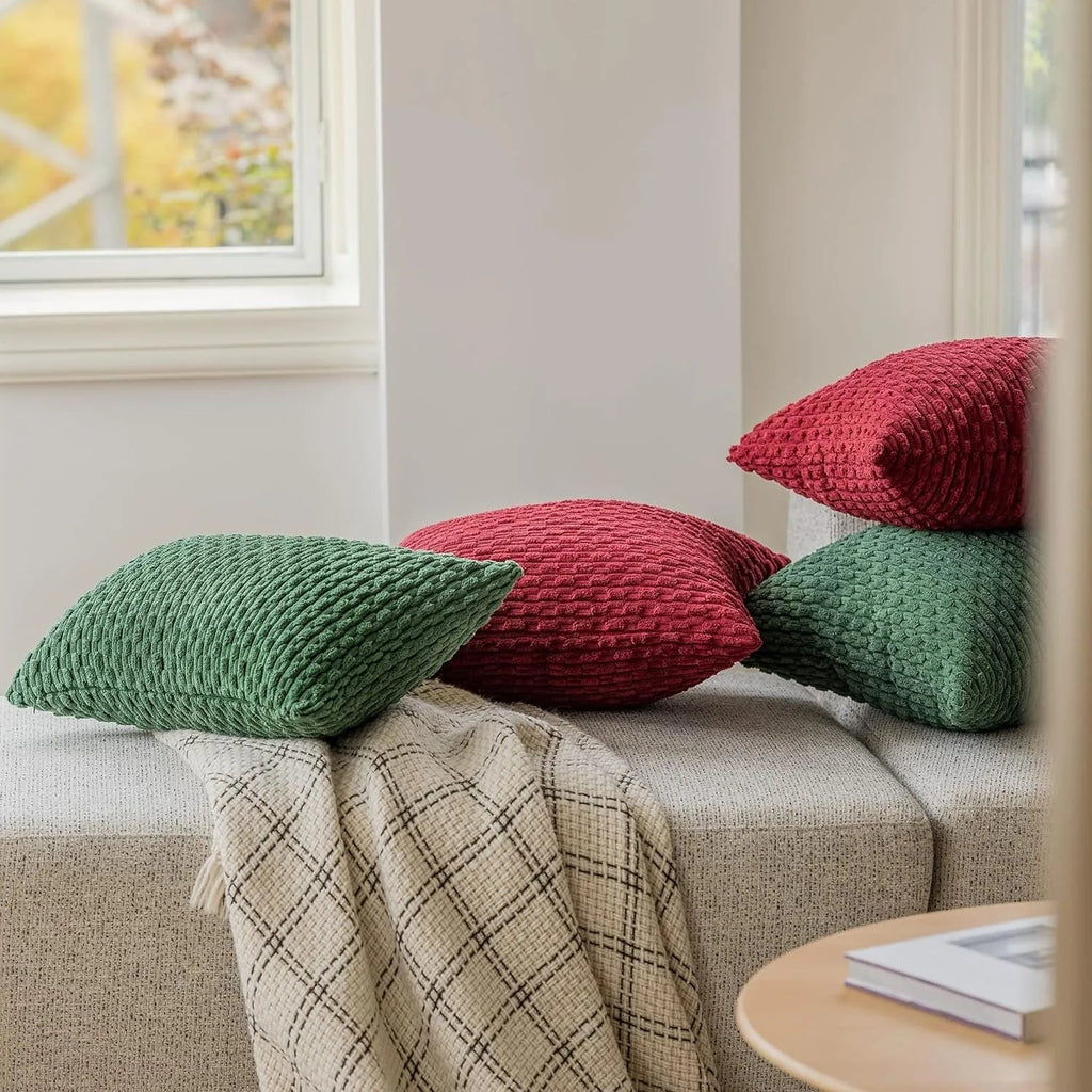 Housse de Coussin en Velours Côtelé - Housse Texturée pour Canapé, Lit et Fauteuil