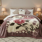 Couverture Polaire Florale - Plaid Doux en Microfibre avec Motif de Fleurs Roses