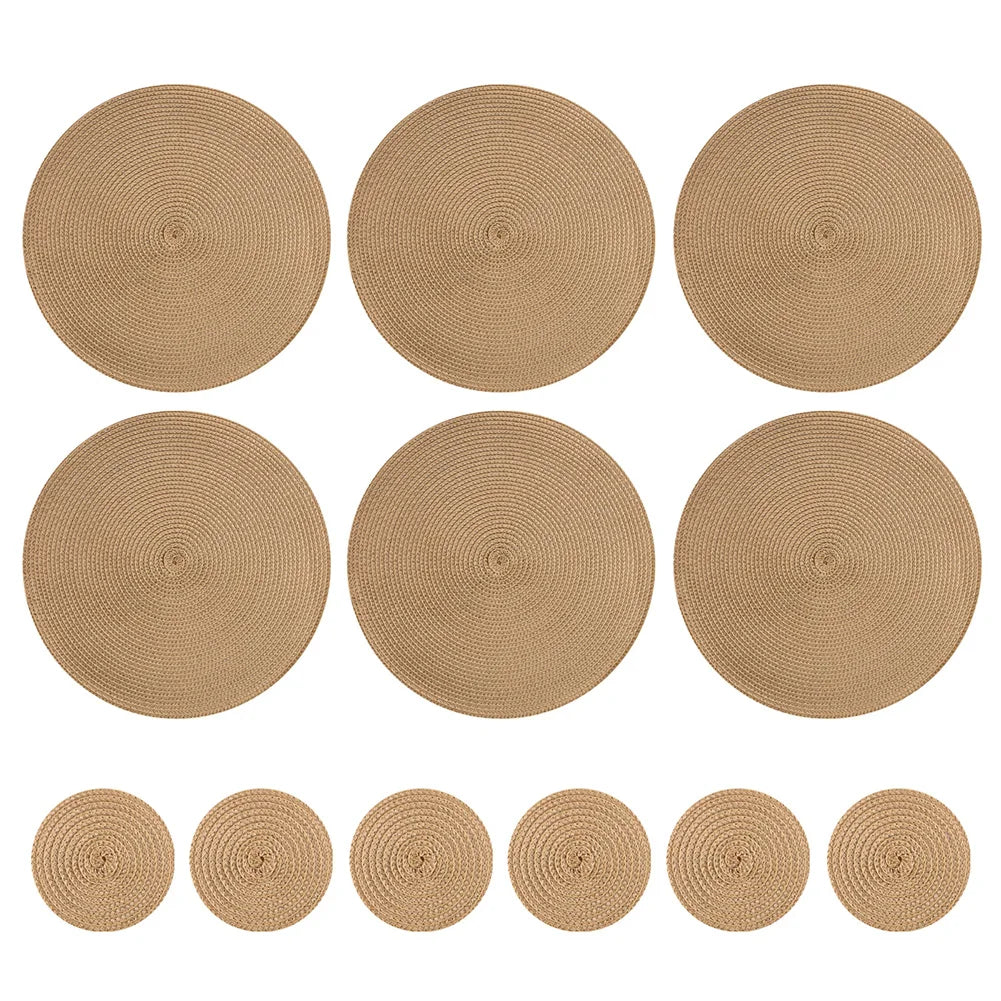 Sets de Table Tressés - 12 Sous-verres Ronds Antidérapants et Résistants à la Chaleur