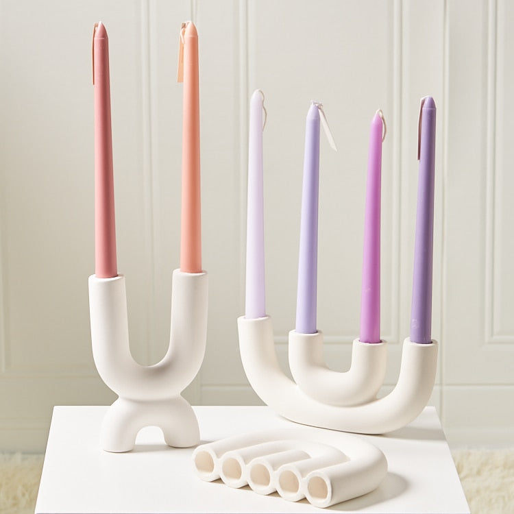 Bougeoir en Céramique - Support Décoratif Sculptural pour Tables, Étagères et Espaces Intérieurs