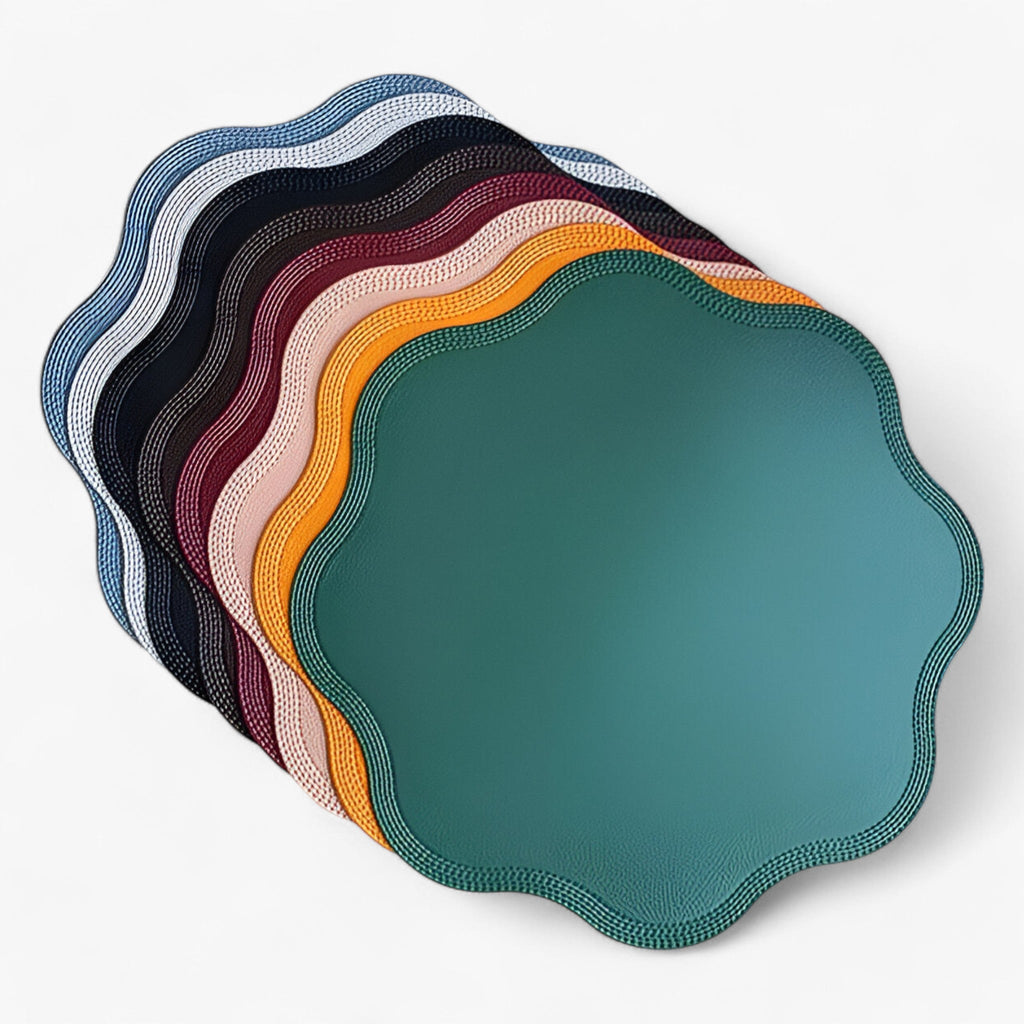 Sets de Table Fleuris - Sets en Simili Cuir avec Motif de Fleurs Jaunes en Relief