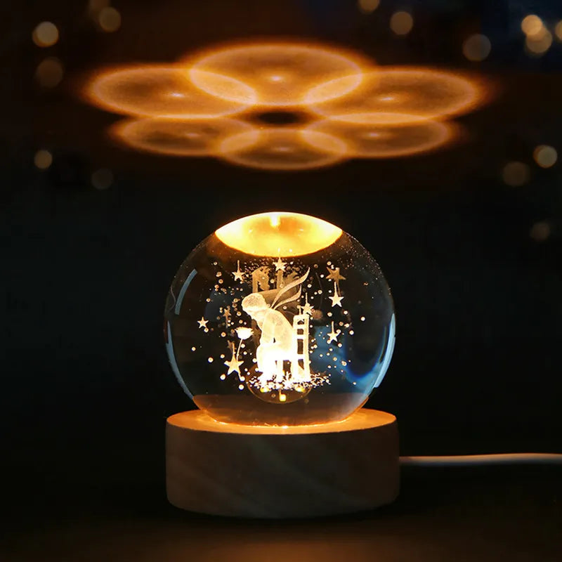 Lampe de Nuit en Verre - Lampe d'Ambiance LED USB