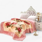 Couverture Polaire Florale - Plaid Doux en Microfibre avec Motif de Fleurs Roses