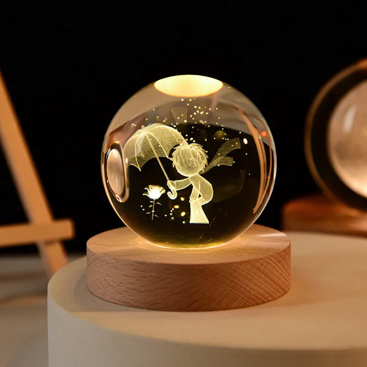 Lampe de Nuit en Verre - Lampe d'Ambiance LED USB