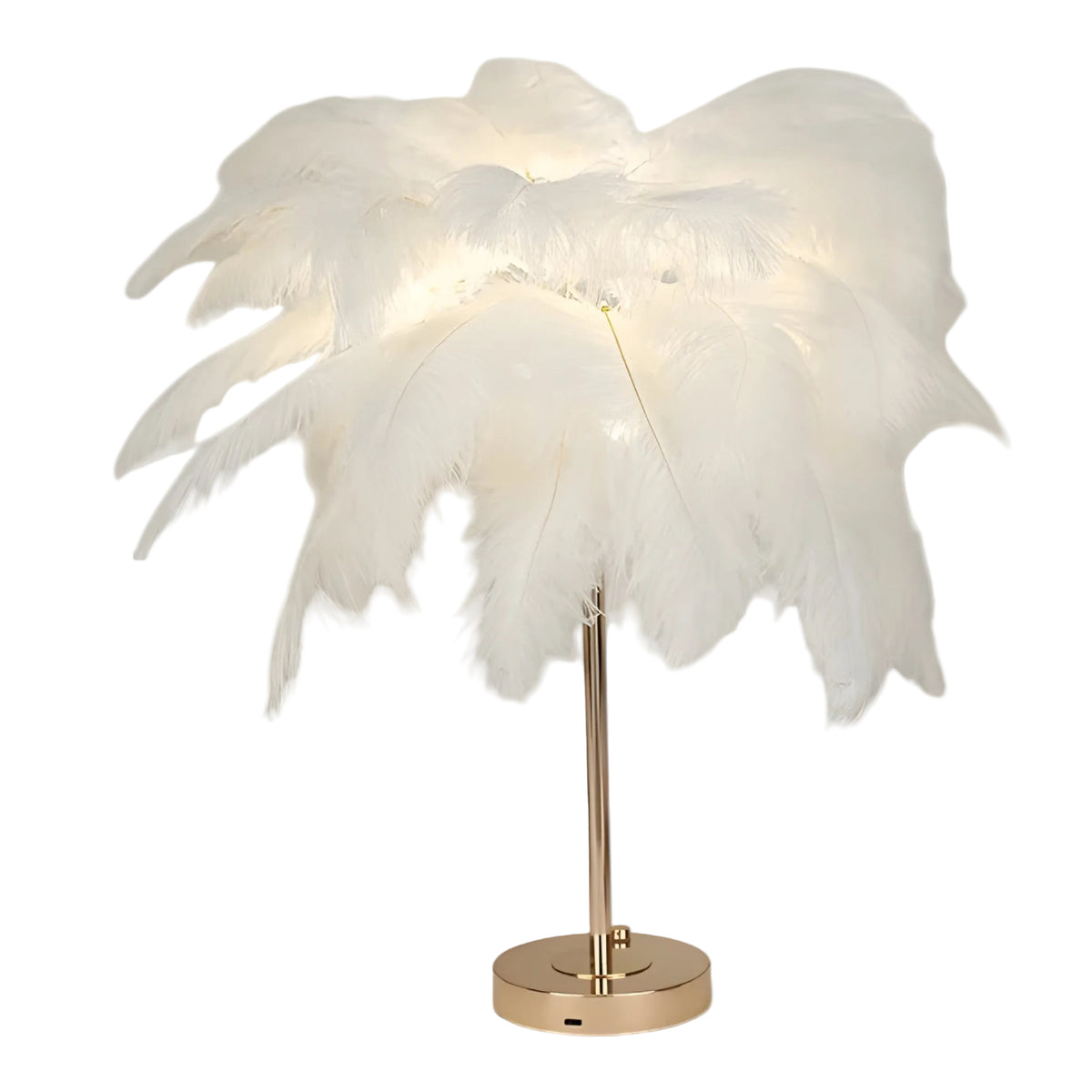 Lampe de Table LED avec Plumes - Éclairage Décoratif à Commande Tactile pour Intérieur