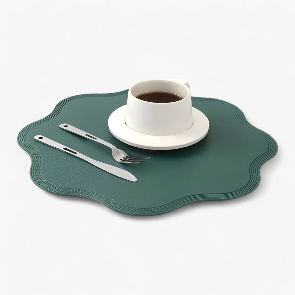 Sets de Table Fleuris - Sets en Simili Cuir avec Motif de Fleurs Jaunes en Relief