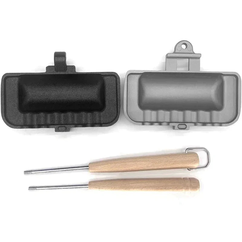 Grille-Sandwich Double Face - Appareil de Camping Antiadhésif en Aluminium Moulé