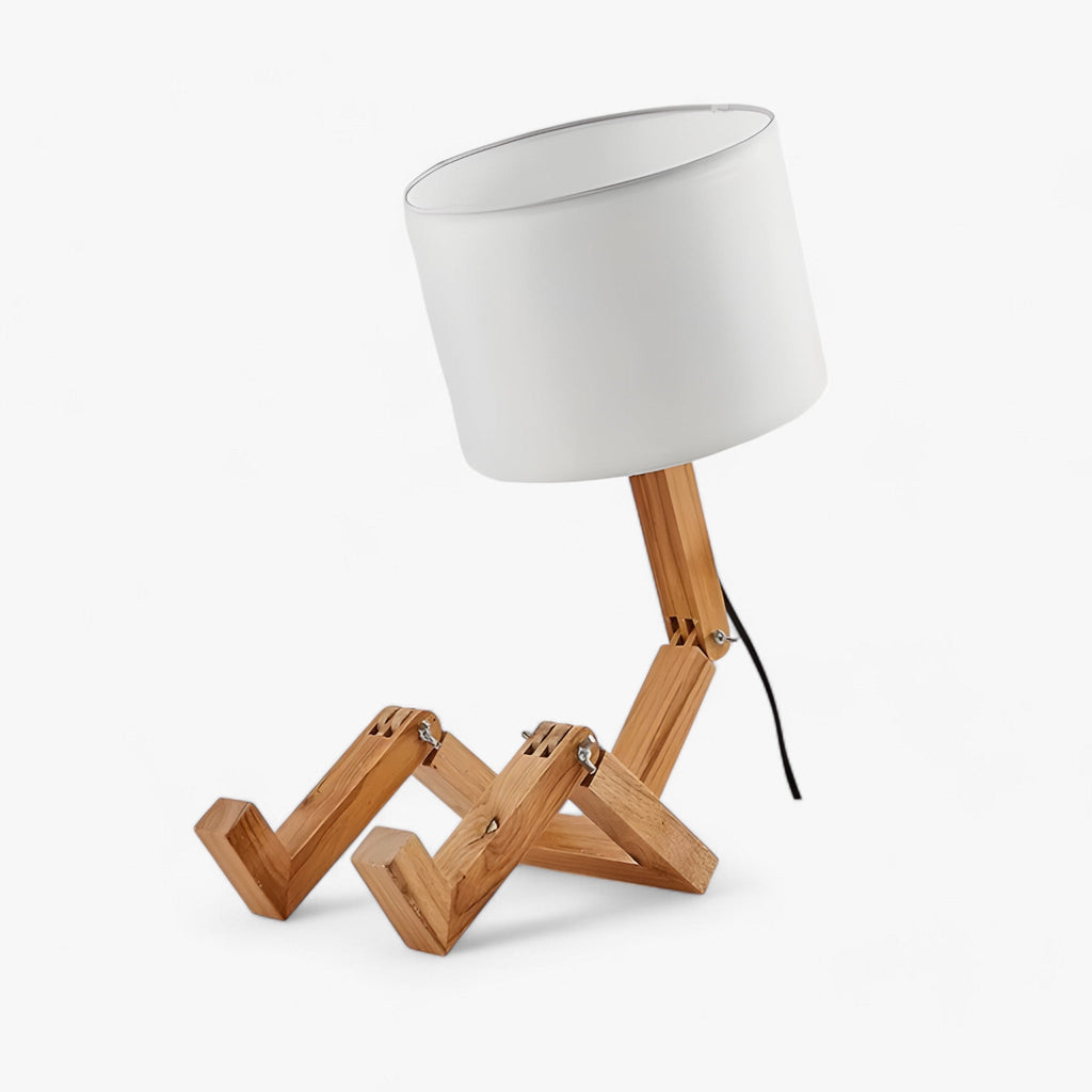Lampe de Bureau Robot en Bois - Lampe de Lecture et Décoration Intérieure
