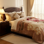 Couverture Polaire Florale - Plaid Doux en Microfibre avec Motif de Fleurs Roses