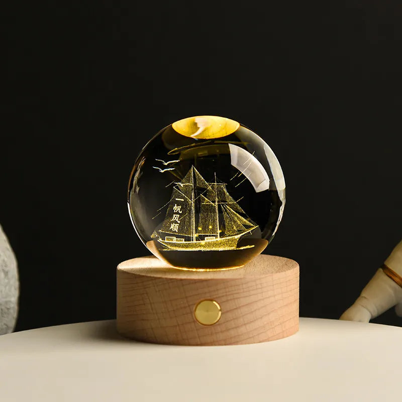 Lampe de Nuit en Verre - Lampe d'Ambiance LED USB