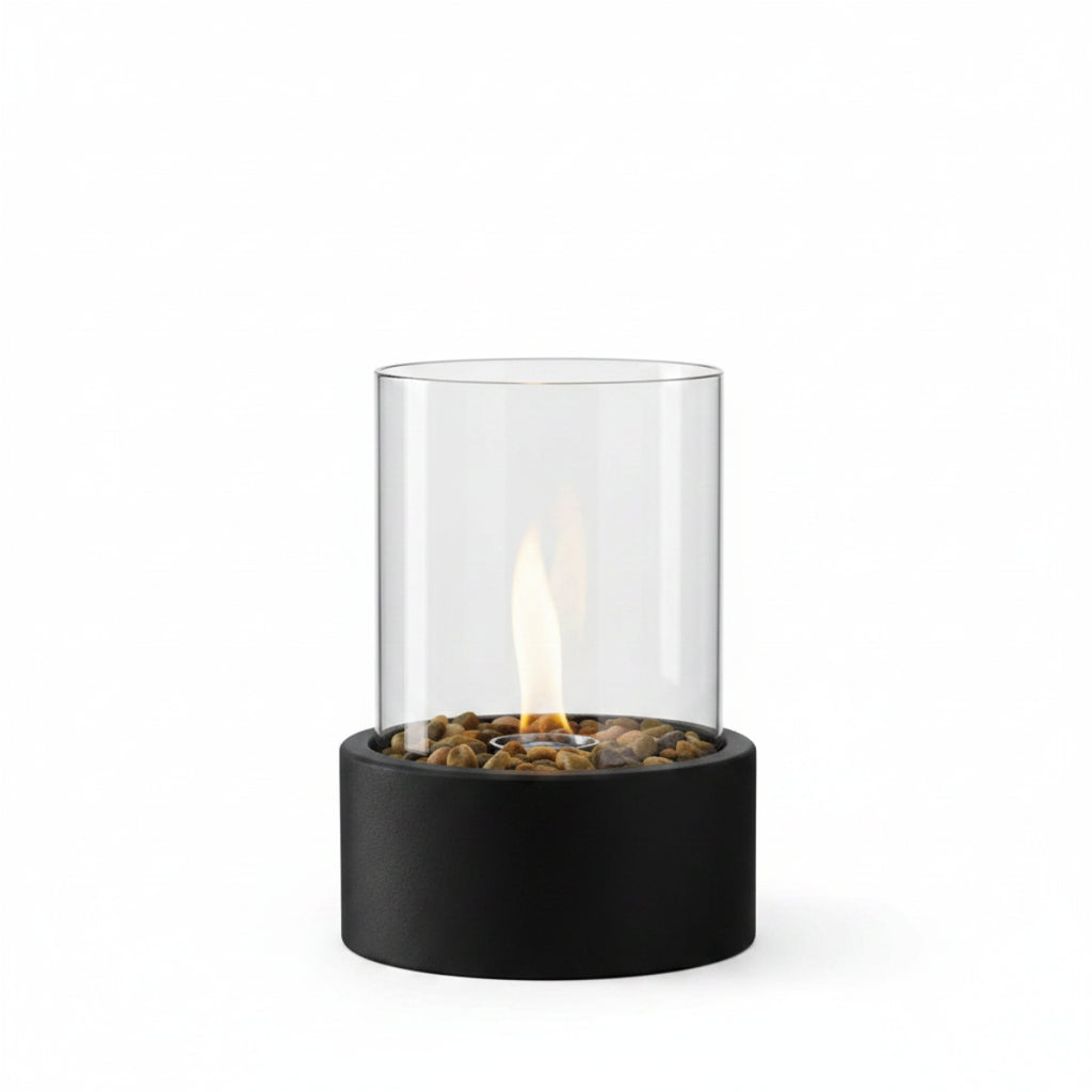 Cheminée de Table Portable à l'Éthanol - Foyer en Métal et Verre pour Intérieur & Extérieur
