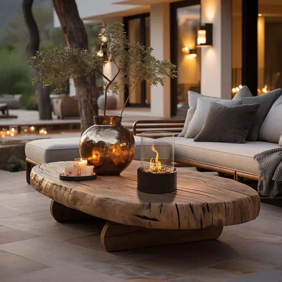 Cheminée de Table Portable à l'Éthanol - Foyer en Métal et Verre pour Intérieur & Extérieur