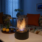 Cheminée de Table Portable à l'Éthanol - Foyer en Métal et Verre pour Intérieur & Extérieur