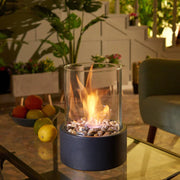 Cheminée de Table Portable à l'Éthanol - Foyer en Métal et Verre pour Intérieur & Extérieur