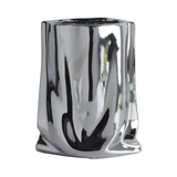 Vase Décoratif en Céramique - Vase Sculptural avec Finition Métallique Argentée ou Dorée