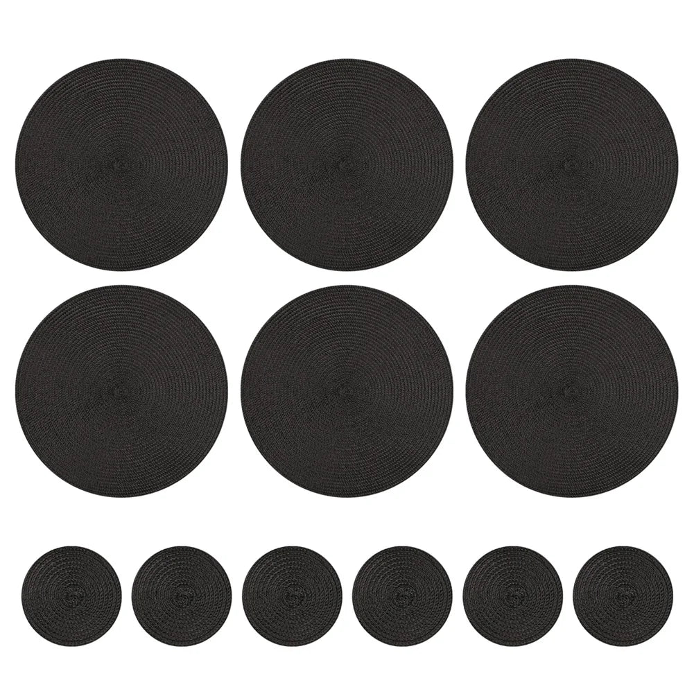 Sets de Table Tressés - 12 Sous-verres Ronds Antidérapants et Résistants à la Chaleur