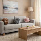 Coussin Rond en Peluche - Coussin Décoratif Noué avec Rembourrage en Coton PP