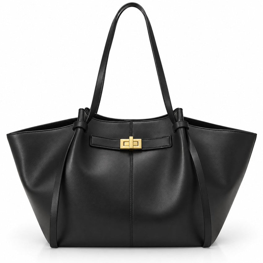 Sac Fourre-Tout Femme en PU - Fermeture Éclair avec Doublure Polyester et Détails Dorés