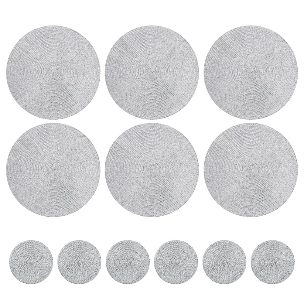 Sets de Table Tressés - 12 Sous-verres Ronds Antidérapants et Résistants à la Chaleur