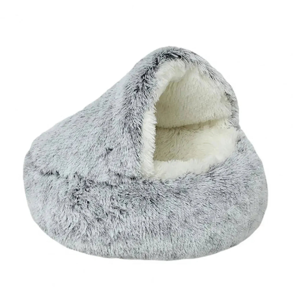 Lit Donut en Peluche pour Animaux - Design Semi-Fermé avec Bords Surélevés