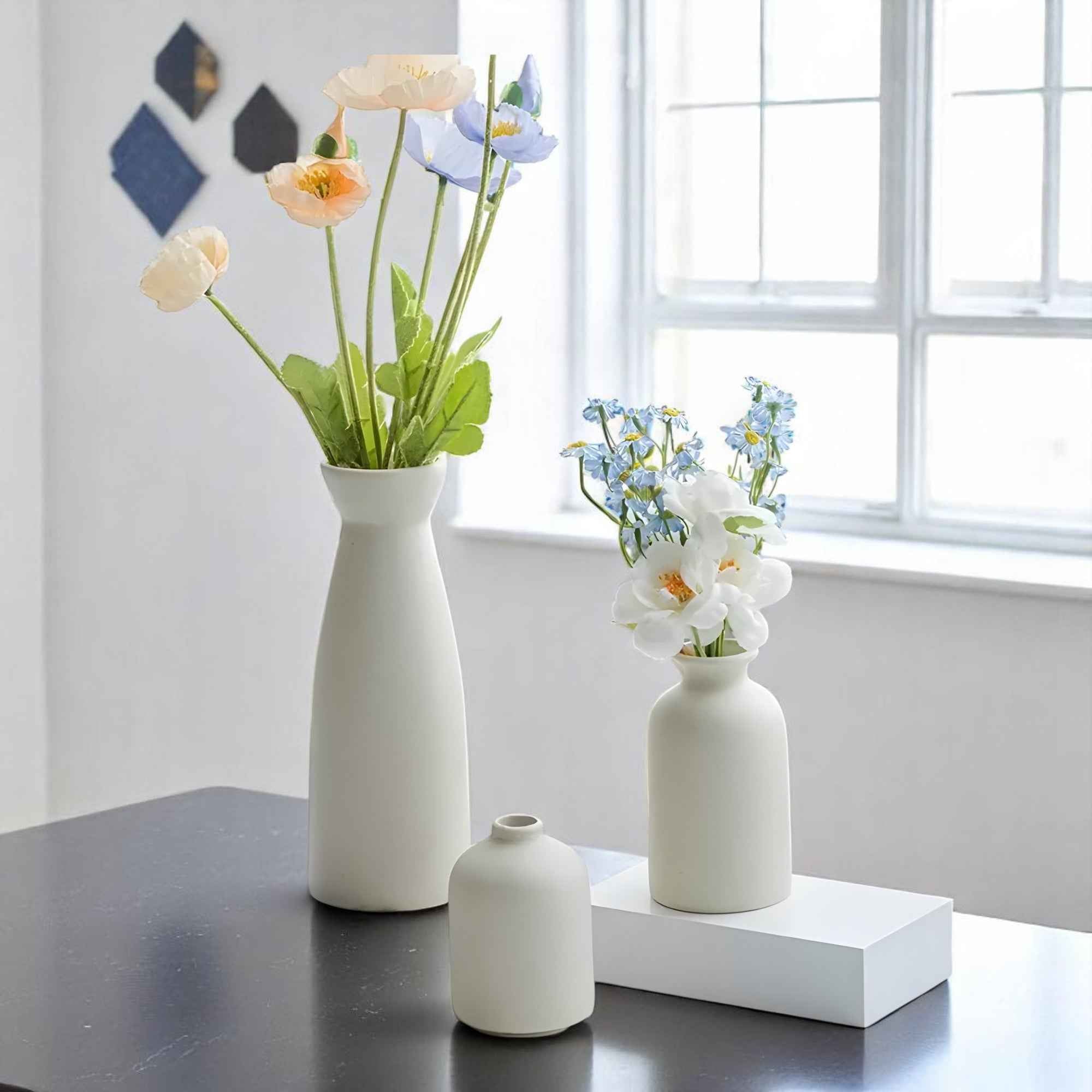 Ensemble de 3 Vases en Céramique - Vases Décoratifs Mats en Trois Tailles