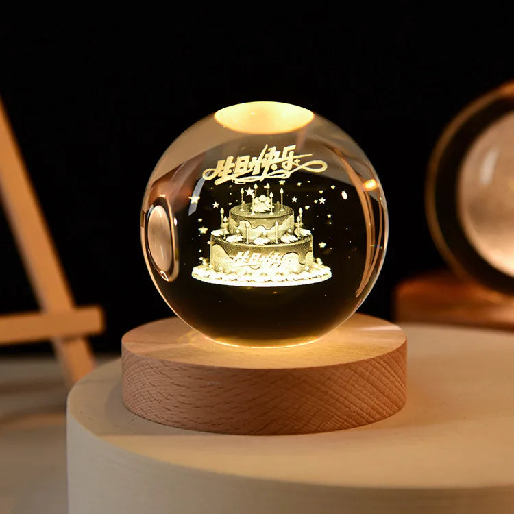 Lampe de Nuit en Verre - Lampe d'Ambiance LED USB