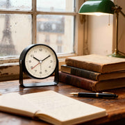 Réveil Analogique Vintage - Horloge à Quartz en Métal Noir avec Fonction Snooze