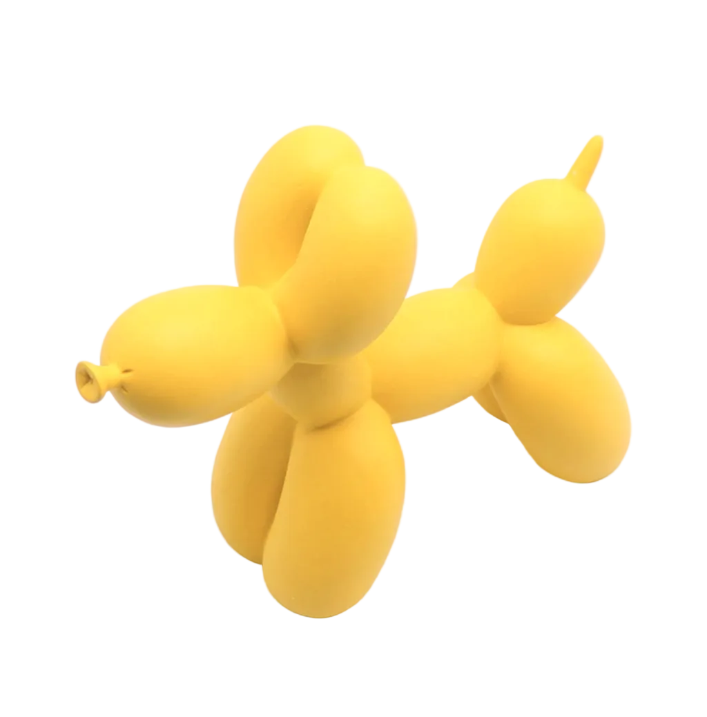 Sculpture Chien Ballon - Décoration Jaune en Résine avec Finition Mate