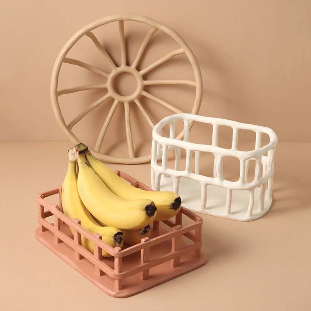 Bol à Fruits Décoratif - Bol de Service en Résine Blanche pour Fruits et Décoration de Table
