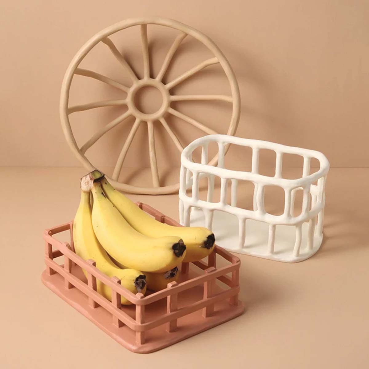 Bol à Fruits Décoratif - Bol de Service en Résine Blanche pour Fruits et Décoration de Table