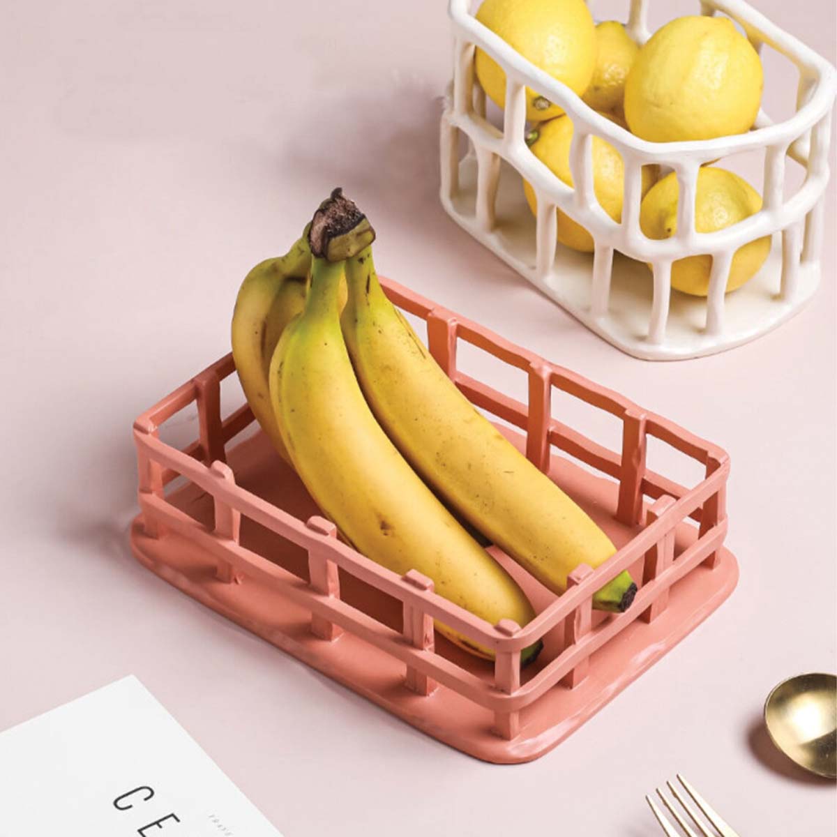 Bol à Fruits Décoratif - Bol de Service en Résine Blanche pour Fruits et Décoration de Table