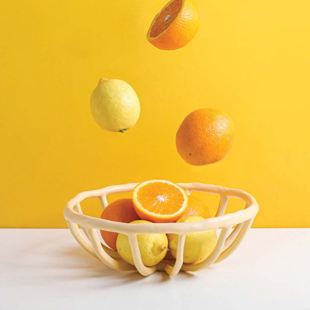 Bol à Fruits Décoratif - Bol de Service en Résine Blanche pour Fruits et Décoration de Table