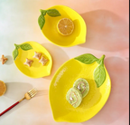 Vaisselle en Céramique à Motif Citron - Pièces de Service Décoratives avec Motif Agrumes