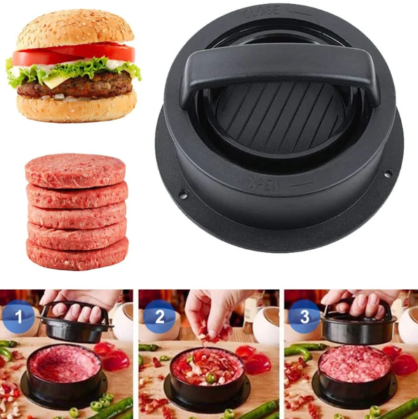 Presse à Burger 3-en-1 - Moule à Galettes pour Burgers de Viande, Légumes et Poisson