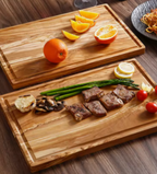 Planche à Découper en Bois - Planche Rectangulaire avec Rigole à Jus
