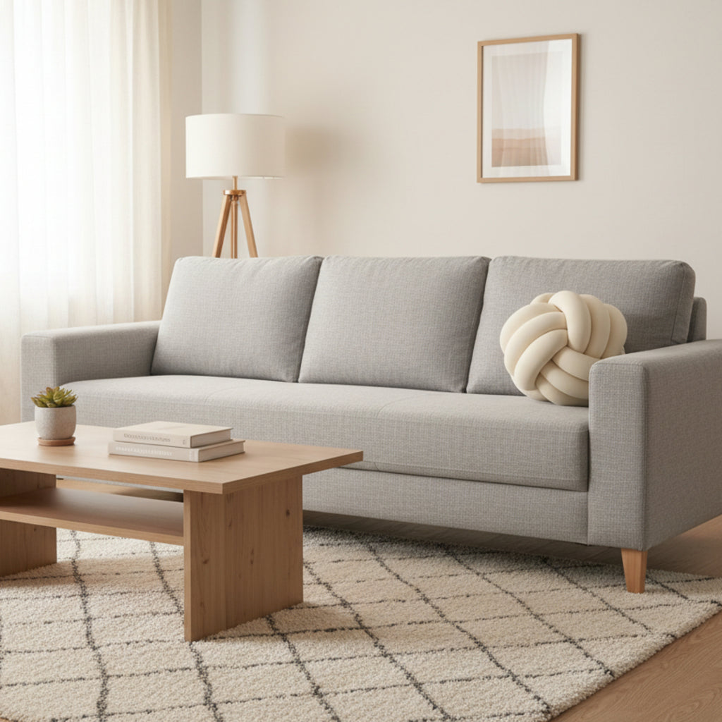 Coussin Rond en Peluche - Coussin Décoratif Noué avec Rembourrage en Coton PP