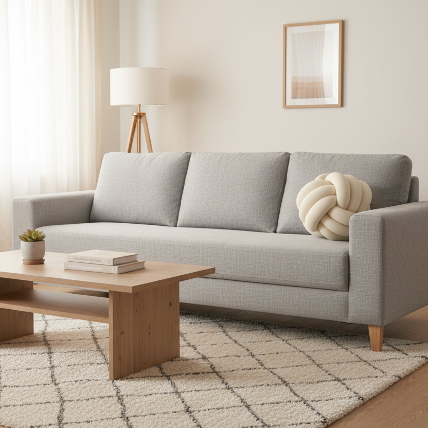 Coussin Rond en Peluche - Coussin Décoratif Noué avec Rembourrage en Coton PP