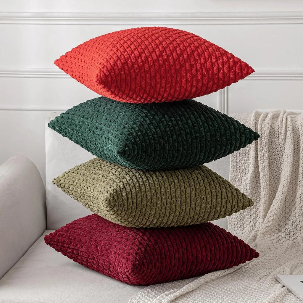 Housse de Coussin en Velours Côtelé - Housse Texturée pour Canapé, Lit et Fauteuil