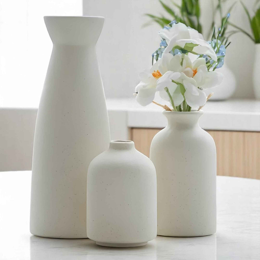 Ensemble de 3 Vases en Céramique - Vases Décoratifs Mats en Trois Tailles