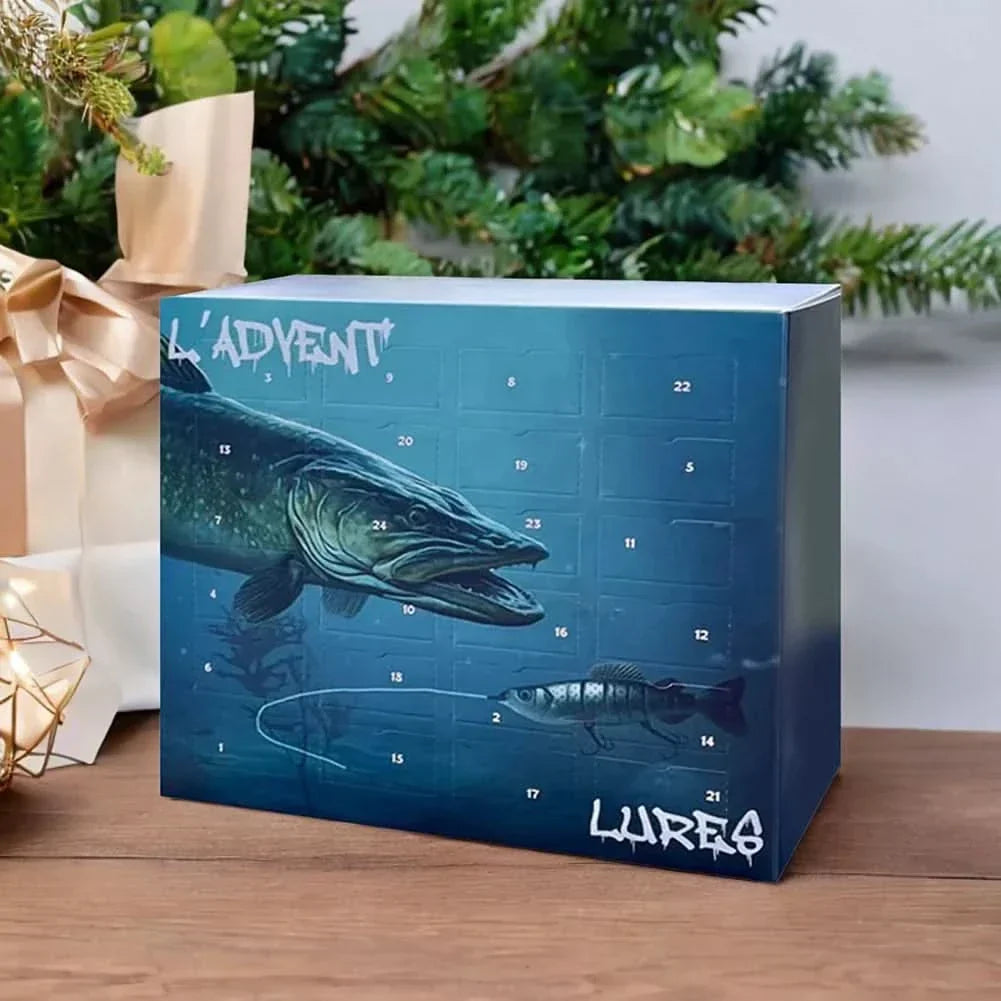 Calendrier de l'Avent avec Leurres de Pêche - 24 Leurres pour Eau Douce et Eau Salée