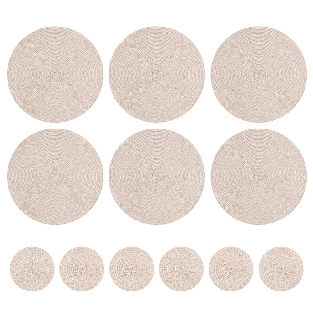 Sets de Table Tressés - 12 Sous-verres Ronds Antidérapants et Résistants à la Chaleur