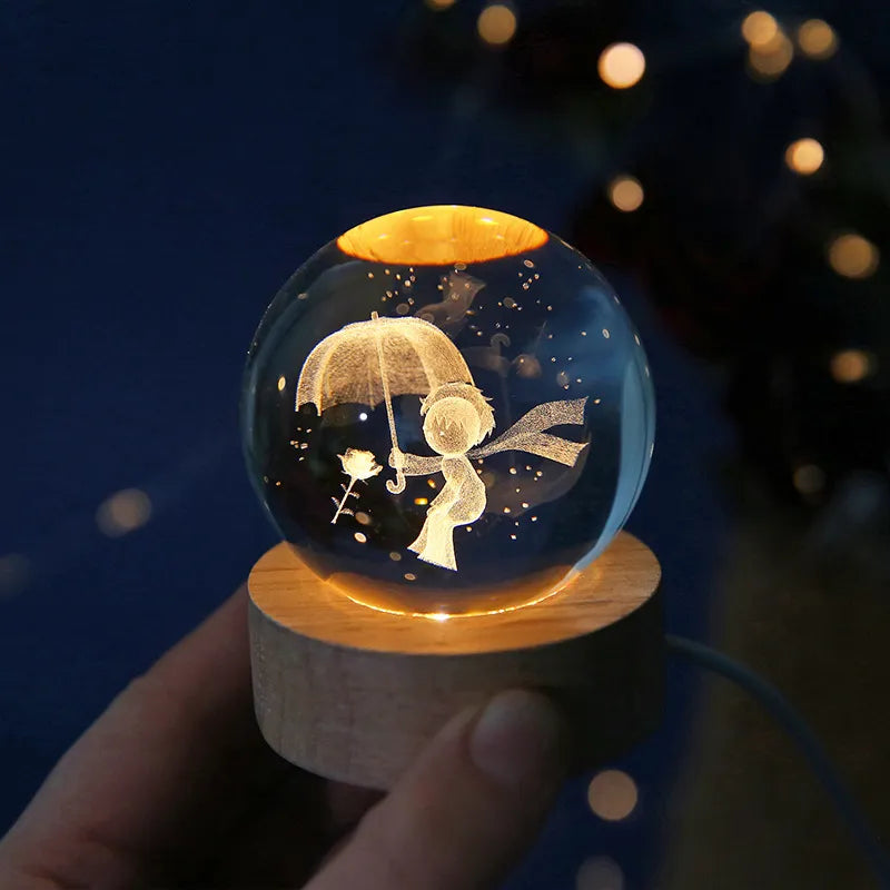 Lampe de Nuit en Verre - Lampe d'Ambiance LED USB