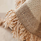 Couverture Tricotée Abstraite - Motif Géométrique en Coton et Polyester avec Franges