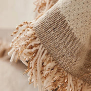 Couverture Tricotée Abstraite - Motif Géométrique en Coton et Polyester avec Franges