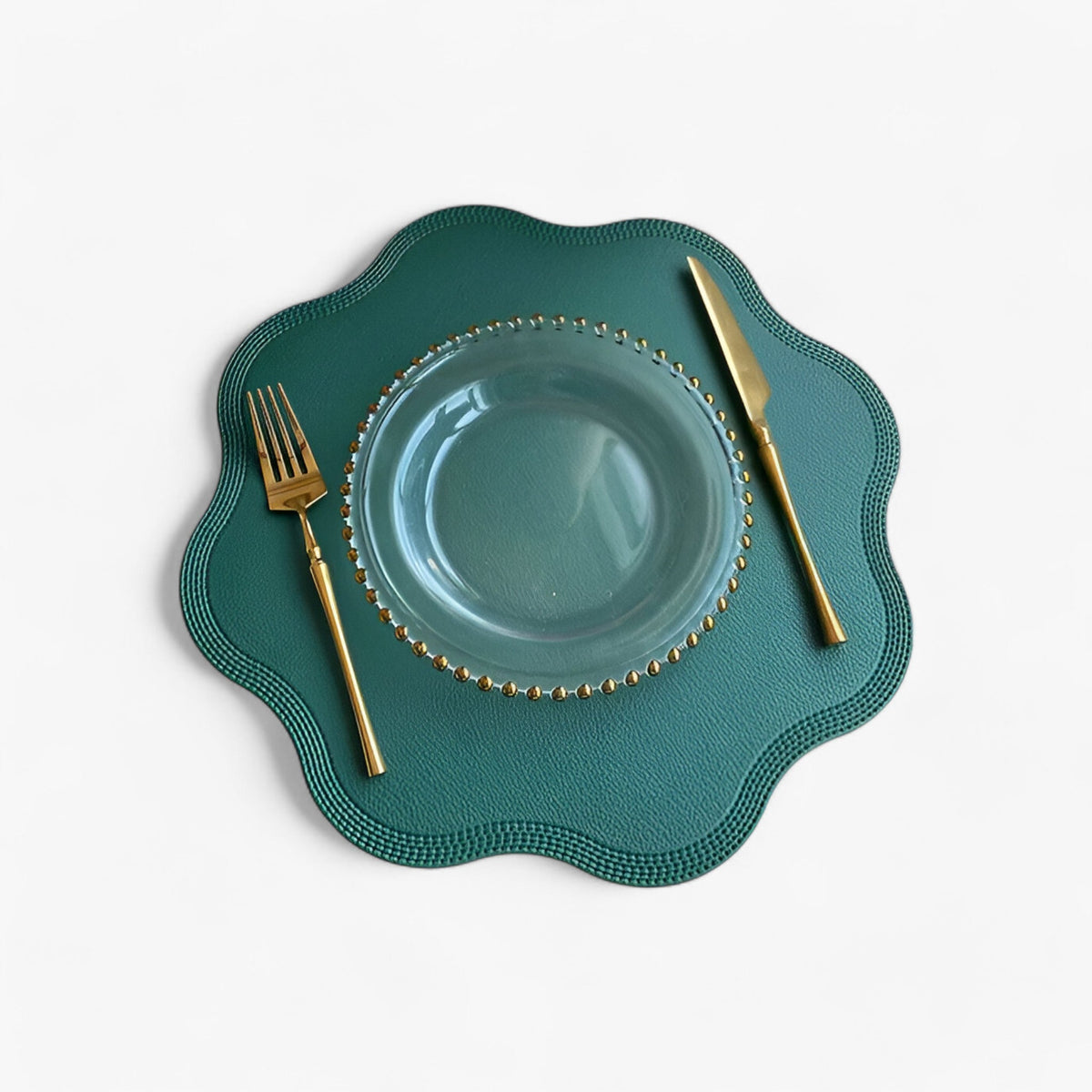 Sets de Table Fleuris - Sets en Simili Cuir avec Motif de Fleurs Jaunes en Relief