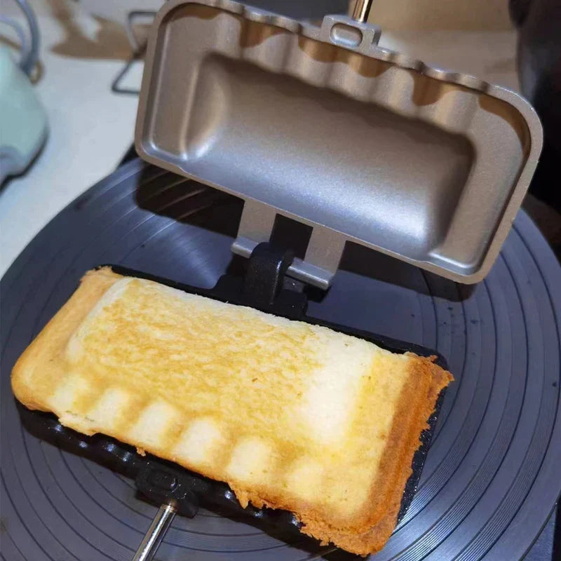 Grille-Sandwich Double Face - Appareil de Camping Antiadhésif en Aluminium Moulé