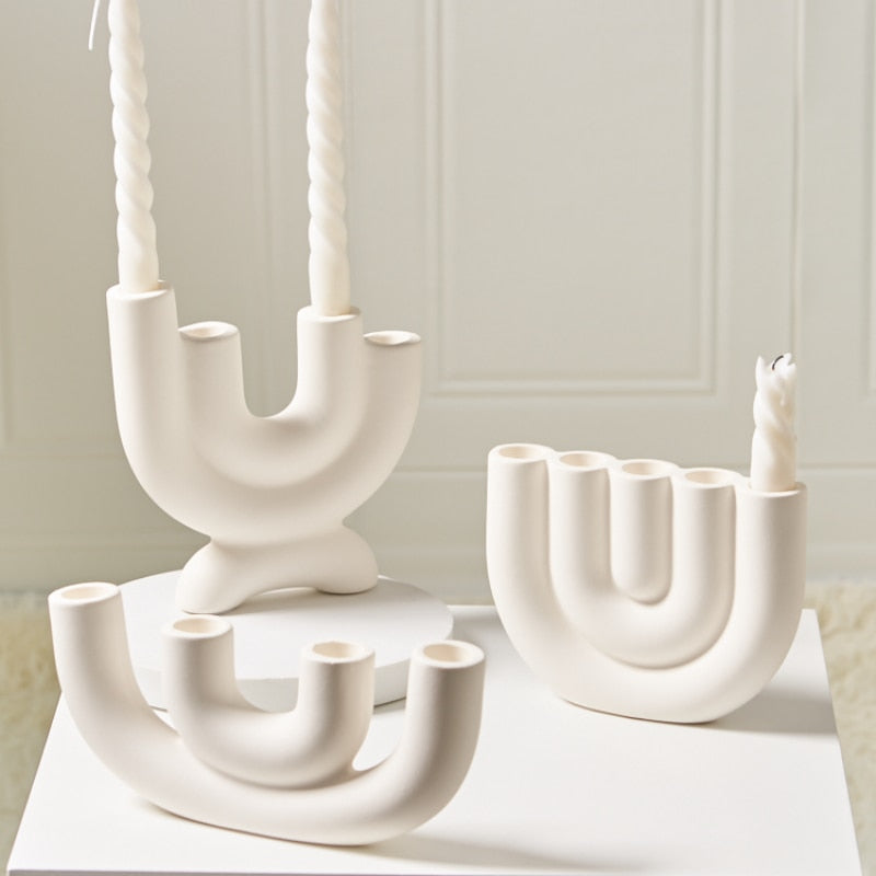 Bougeoir en Céramique - Support Décoratif Sculptural pour Tables, Étagères et Espaces Intérieurs