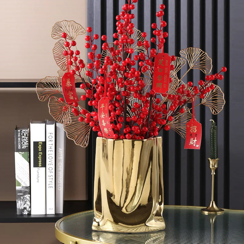 Vase Réfléchissant Argenté - Vase Décoratif en Céramique avec Finition en Électroplaqué